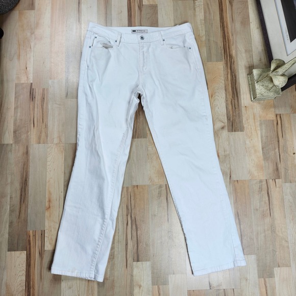 Levi's 505 Straight Leg‎ White Denim Jeans Frayed Hem Women's Size 32 - Picture 1 of 10